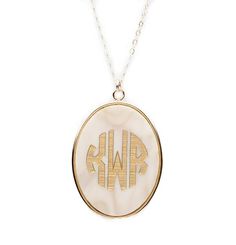 Moon and Lola- - Vineyard Oval Monogram Pendant on Apex Chain Acrylic Monogram, Monogram Earrings, Monogram Bracelet, Monogram Pendant, Oval Necklace, Monogram Ring, Monogram Jewelry, Monogram Necklace, Pearl Charms