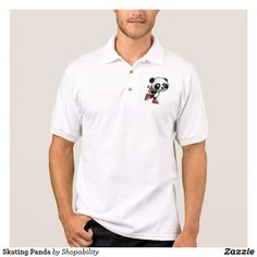 Skating Panda Polo Shirt Black And White Cats, Ying And Yang, Male Style, White Cats, Graphic Designers, Mens Polo Shirts, Polo Shirts