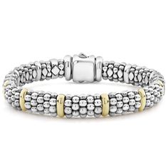 LAGOS Jewelry | Ten 18K gold stations highlight the signature Caviar beading on this best-selling LAGOS bracelet. Lagos Bracelet, Jewelry Closet, Lagos Jewelry, Sculptural Jewelry, Engraved Items, Gold Collection, Bracelet Sizes, Beaded Bracelet, My Jewellery