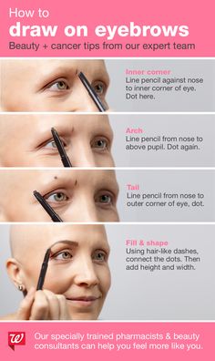 We’ve partnered with Look Good Feel Better® to provide extra training to our pharmacists and beauty consultants to help those living with cancer feel more like themselves. Draw On Eyebrows, Chemo Tips, Draw Eyebrows, Eyebrow Beauty, Eyebrow Hacks, Eyebrow Makeup Tips, How To Draw Eyebrows, White Nail Designs, Beauty Consultant