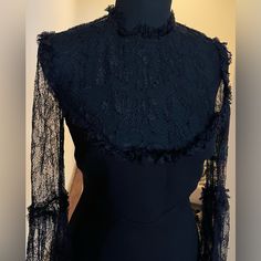 Gorgeous Black Midi Dress With Lace Neckline And Sleeves. Size 4 And Is Very Good Condition. Flare Hemline And Lined. Perfect Dress For Date Night, Wedding Or A Night Out With The Girls. You Will Love This Dress!!! Dress For Date Night, Dress For Date, Night Wedding, Lace Neckline, Black Midi, Dress With Lace, Black Midi Dress, Perfect Dress, Date Night