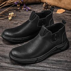 Color: Black,Brown Closure Type: Slip-On Feature: Soft,Slip Resistant Size: US 10.5,US 8,US 9,US 10,US 11,US 7.5,US 8.5,US 6.5 Shoes Type: Chelsea Boots Upper Material: Cowhide Outsole Material: Rubber