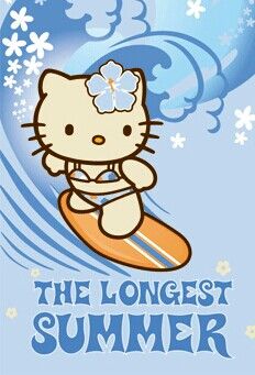 an image of a hello kitty surfing