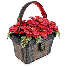 Floral Haven Handbag by Mary Frances – Quirks! Mary Frances Handbags, Novelty Handbags, Novelty Purses, Black Basket, Red Blossoms, Mary Frances, Novelty Bags, Best Handbags, Handmade Purses