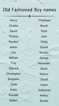 an old fashioned boy names poster