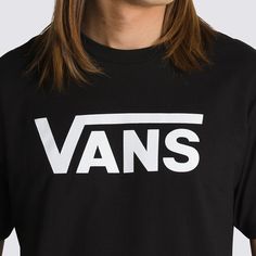 The Vans Classic T-Shirt is a short sleeve crewneck made with a heavier weight ringspun cotton and features a chest and back graphics. 100% Cotton Short sleeve crew neck T-shirt Screen printed graphic Classic fit Vans Graphic Print T-shirt For Streetwear, White Cotton Vans T-shirt, Casual Vans T-shirt With Logo Print, Vans Relaxed Fit Graphic T-shirt, Vans Graphic Short Sleeve T-shirt, Screen Printed Tshirts, Vans Classic, Cotton Shorts, Neck T Shirt