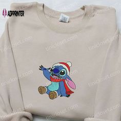 Stitch Xmas Embroidered Shirt & Disney Characters Hoodie: Best Christmas Gifts for Family Nike Christmas, Bluey Family, Embroidered Apparel, Mickey Christmas, Family Christmas Gifts, Hoodie Material, Christmas Gift Bags, Embroidered Bag, Embroidered Clothes