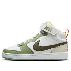 (GS) Nike Court Borough Mid 2 Shoes 'Off White Green' FV3649-171 Green High-top Basketball Shoes With Speckled Midsole, Green High-top Sneakers With Speckled Midsole For Sports, Green Basketball Shoes With Speckled Midsole, Green High-top Sneakers With Speckled Midsole, Green Nike High-top Synthetic Sneakers, Nike Court Borough Mid 2, Court Borough Mid 2, Nike Court Borough, Stylish Sneakers