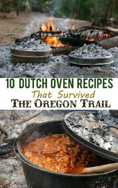 the cover of 10 dutch oven recipes that survived the oregon trail