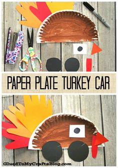 paper plate turkey car craft for kids to make