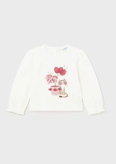 HONEYPIEKIDS | Mayoral Baby and Toddler Girls Long Sleeve Flower Kitten Shirt | Shop Our Large Selection. U.S. Orders Over $99.00 Ship FREE. We Ship Worldwide Kitten Shirt, Cat Sunglasses, Dear Baby, Cat Baby, Kids Trend, Cute Kitten