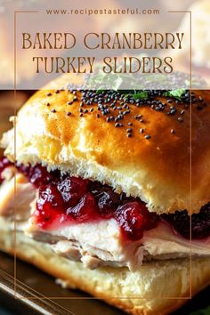 These delightful Baked Cranberry Turkey Sliders are perfect for any gathering. Layered with deli turkey, cranberry sauce, and Havarti cheese, topped with a savory butter mixture and poppy seeds, they are a crowd-pleaser that’s quick and easy to prepare! Turkey Sandwich Thanksgiving, Sliders Recipes Turkey, Savory Butter, Turkey And Cranberry, Easy Christmas Dinner, Cranberry Turkey, Turkey Sliders, Turkey Cranberry, Thanksgiving Brunch