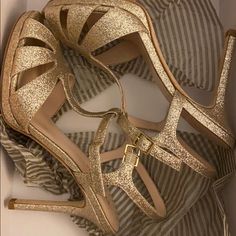 Worn For A Few Hours. Ready For Someone Else To Love. With Consider Any Reasonable Offer. Gold Sparkly Heels, Sparkly Heels, Kate Spade Shoes, Shoes Women Heels, Kate Spade, Shoes Heels, Size 6, Women Shoes, Heels