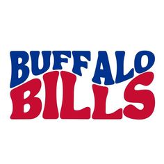 the buffalo bills logo is shown in red, white and blue letters that read buffalo bills