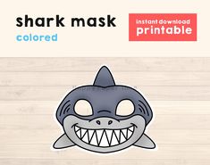 This shark mask is great for a shark themed Birthday party activity or as a school craft project. Expecting a lot of children? No problem! Buy once and print as many times as you need. These masks are ready to be printed, cut, and enjoyed. Get the set of Ocean Animal Masks --> https://www.etsy.com/listing/976420442/ ----------------------------------------------------------------------------------------------------------------------------------------------------------------- Your file will be av Baby Shark Mask Printable, Shark Mask, Printable Mask, Shark Costume, Shark Themed Birthday Party, Shark Costumes, Printable Masks, Animal Mask, School Craft