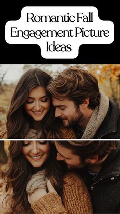 Couple posing in a cozy autumn setting with vibrant fall leaves for romantic engagement photos. Outdoor Woods Engagement Photos, Late Fall Engagement Photos, Save The Date Poses Ideas, Fall Engagement Photos Ideas October, Engagement Photos Laying Down, Fall Engagement Photos Poses, Engagement Picture Poses Outdoors, Anniversary Photo Shoot Ideas Romantic, November Engagement Photos