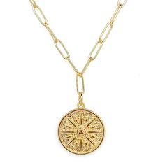 Bearer of the heavens. Our Atlas Medallion Necklace’s gold-filled intricate paper-clip chain and detailed medallion pendant will bring some luck and strength into your life. Wearing our Jonesy Wood Atlas Medallion Necklace will take the weight of the world off of your shoulders and accentuate your style. Symbolic Tarnish Resistant Medallion Necklace, Gold Medallion Paperclip Chain Necklace, Gold Medallion Chain Necklace With Paperclip Chain, Medallion Chain Necklace With Paperclip Chain As Gift, Yellow Gold Medallion Necklace With Paperclip Chain, Medallion Paperclip Chain Necklace As Gift, Gold Plated Medallion Chain Necklace, Spiritual Medallion Chain Necklace With Coin Pendant, Spiritual Chain Necklace With Coin Medallion Pendant