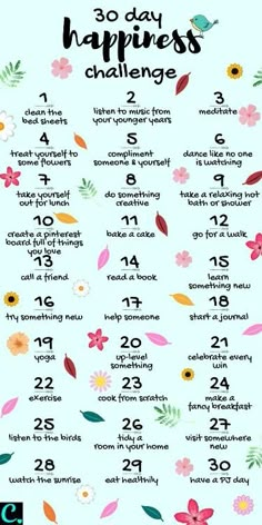 30 Day Happiness Challenge, Confidence Challenge, Ways To Be Happier, Be Happier, 30 Day Challenge