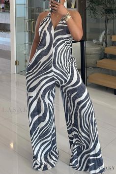 Lasaky - Chic Urban Vacation Jumpsuits with Mixed Print Design and Spaghetti Straps White Casual Strapless Jumpsuit For Party, White Casual Strapless Jumpsuit For Beach, Urban Street, Urban Chic, Mixing Prints, Casual Elegance, Olivia Mark, Spaghetti Strap, Spaghetti