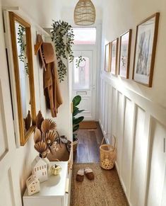 the hallway is clean and ready to be used as a place for someone's belongings