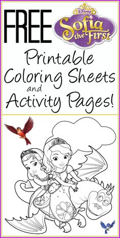 Free printable Sofia the First coloring pages and activity sheets. #Disney #printable #free Disney Printables, Activity Pages