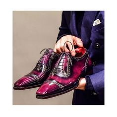 Title: Buy New Men's Formal Premium Quality Handmade Tone Pink Purple Leather Black Shaded Semi Brogue Dress Party Wear Cap Toe Brogue Shoes Description: Customized Shoe-making is widely accepted as a Art that was being practiced from the origin of Human-Being on The Planet Earth. In the center of Margella Hills & in the Heart of Islamabad (PAKISTAN) our business was established in Earlier 1900's. WE are dealing in Pure Leather Handcrafted Products for Men's, Women & Children's ; which includes Dress Party Wear, Brogue Shoes, Leather Skin, Mens Formal, Buffalo Leather, Mens Style, Purple Leather, Free Spirited, Gentleman Style