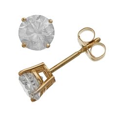 Put the perfect finishing touch on any ensemble with these 14k Gold 1 Carat T.W. Diamond Stud Earrings. Click on this JEWELRY & WATCHES GUIDE to learn about fit, styles, materials and more! Put the perfect finishing touch on any ensemble with these 14k Gold 1 Carat T.W. Diamond Stud Earrings. Click on this JEWELRY & WATCHES GUIDE to learn about fit, styles, materials and more! FEATURES Nickel free Metal: 14k gold Backings: post Finish: polished Packaging: boxedDIAMOND DETAILS Total weight: 1 ct. Gold Solitaire Diamond Earrings Fine Jewelry, Gold Solitaire Diamond Earrings, Gold Solitaire Diamond Earrings For Anniversary, Gold Solitaire Round Earrings, Elegant Gold Solitaire Earrings, Yellow Gold Solitaire Earrings For Anniversary, Gold Solitaire Earrings For Anniversary, Wedding Solitaire Diamond Earrings In Gold, Gold Solitaire Earrings