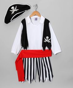 a pirate outfit is hanging on a hanger