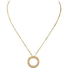 Cartier - Love necklace, diamond-paved - Necklace Woman Gold/Diamond - Love necklace, 18K yellow gold, set with 54 brilliant-cut diamonds totaling 0.34 carat. Inner diameter: 16 mm. Total chain length: 420 mm. Cartier Diamond Necklace With Jewels, Gold Cubic Zirconia Cartier Jewelry, Gold Cartier Jewelry In Cubic Zirconia, Cartier Gold Jewelry With Pave Setting, Cartier Yellow Gold Diamond Necklace For Anniversary, Classic Cartier Necklace With Brilliant Cut, Cartier Luxury Round Diamond Necklace, Luxury Cartier Round Diamond Necklace, Cartier Diamond Necklace In Gold