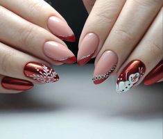 Unghie Sfumate, Floral Nail Designs, Nail Colors Winter, Christmas Nails Acrylic, Christmas Nail Art