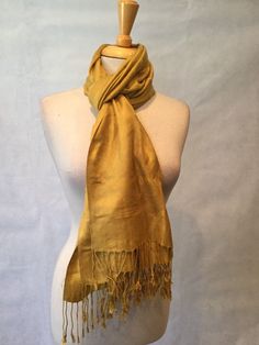 Pashmina - Women's Scarf - Golden Scarf With Fringe NEW WITHOUT TAGS Trusted seller Fast shipping Thanks for looking SL Golden Scarf, Scarf With Fringe, Brown Vest, Pashmina Shawl, Black Blazer, Womens Scarves, Scarf Wrap, Halter Dress, Women's Accessories