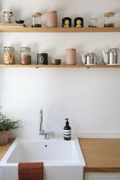 the kitchen sink is clean and ready for us to use