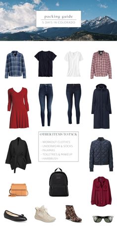 the ultimate packing guide for women's clothing and accessories, including jackets, sweaters, pants, shoes