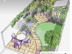 an artist's rendering of a garden design