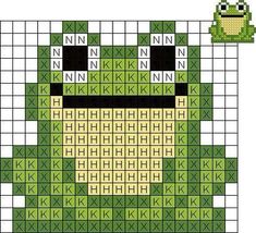 a cross stitch pattern with an image of a frog on the front and back side