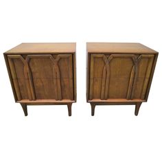 pair of art deco nightstands in walnut wood