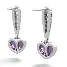 These filligree drop earrings in 14K White Gold feature two 5X3mm amethysts and s each, accented by 1 sparkling diamond. You can select the gemstones of your choice to create a unique pair of earrings. Luxury Elegant Earrings With Lab-created Sapphire, Luxury Prong Set Lab-created Sapphire Earrings, Luxury Blue Lab-created Sapphire Earrings, Clean Origin, Sparkling Diamond, Amethyst Jewelry, Sapphire Jewelry, Sparkle Diamonds, Heart Earrings