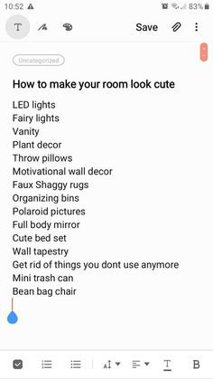 an iphone screen showing the instructions for how to make your room look cute and comfortable