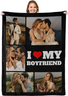 i love my boyfriend photo collage blanket