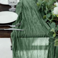 10ft Olive Green Gauze Cheesecloth Boho Table Runner Extra Long Table Runners, Wedding Table Layouts, Gauze Table Runner, Arbor Decor, Cheesecloth Table Runner, Green Table Runner, Wedding Arbor, Rustic Table Runners, Boho Table Runner