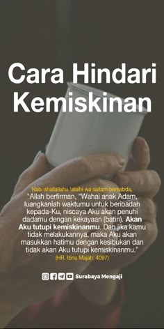 a person holding a smart phone in their hands with the text cara hindari kemiskinan