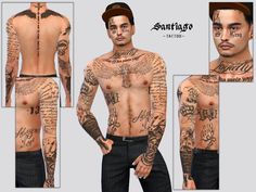 the man has many tattoos on his body