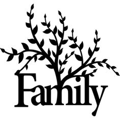 a family tree with leaves and the word'family'in black on a white background