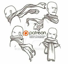 some drawings of different heads and scarfs