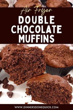 double chocolate muffins with text overlay