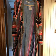 Gorgeous Long Duster Sweater Light Weight, Gorgeous Spring Colors. Spring Striped Outerwear For Layering, Duster Sweater, Long Duster, Sweater Duster, Spring Colors, Colorful Sweaters, Sweaters & Cardigans, Cardigans, Sweaters For Women