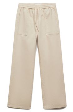 Go for a laid-back look in these light and drapey cotton-twill pants made with a comfy pull-on waist and full-length wide legs. Elastic/drawstring waist Front slant pockets; back patch pockets 100% cotton Machine wash, line dry Imported Casual Wide Leg Pants With Paperbag Waist For Work, Neutral Wide-leg Cotton Cargo Pants, Spring Cotton Wide Leg Pants With Paperbag Waist, Casual Cotton Wide Leg Pants With Paperbag Waist, Casual Wide Leg Cotton Pants With Paperbag Waist, Casual Neutral Wide Leg Cotton Pants, Wide Leg Twill Pants, Twill Pants, Back Patch