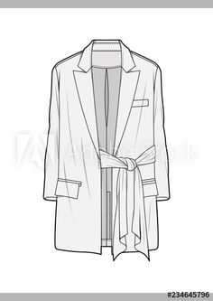 a women's jacket and tie on a hanger, hand drawn in black and white