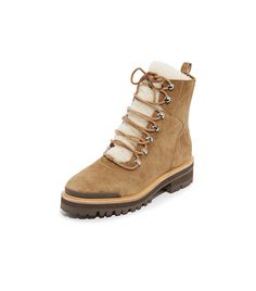 Sigerson Morrison Isa Shearling Lace Up Booties Lug Sole Booties, Lace Booties, Lug Sole Boots, Shoes Boots Ankle, Shearling Boots, Leather Lace Up Boots, Lace Up Booties, Snow Shoes, Boots Ankle