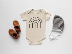 Rainbow Line Art, Rainbow Bodysuit, I Believe In Miracles, Boho Baby Clothes, Neutral Baby Clothes, Miracle Baby, Cotton Outfit, Bodysuit Designs, Rainbow Outfit